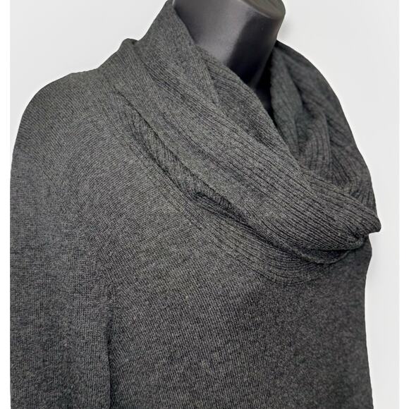 Wool Cashmere S/M Gray Cowl Drape Sweater Dress Stretch Minimalist Luxury Office - Picture 3 of 8
